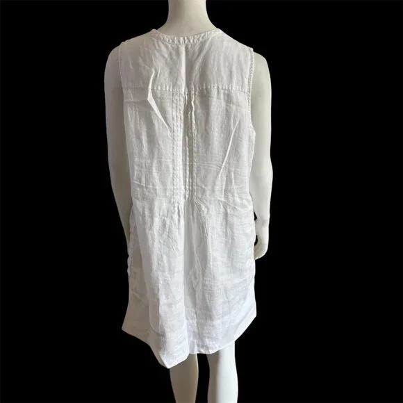 Quince European Linen Pintuck Quiet Luxury Sheath Dress Mother Of Pearl Buttons - Picture 2 of 6